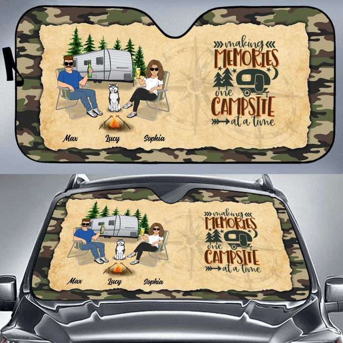 Custom Personalized Camping Windshield Sunshade - Gift Idea For Couple/ Single/ Camping Lover - Making Memories One Campsite At A Time