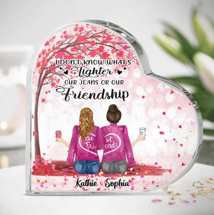 Custom Personalized We Are Best Friends Crystal Heart - Gift Idea For Friends/ Besties/ Sisters - Upto 5 Girls - I Don't Know What's Tighter Our Jeans Or Our Friendship