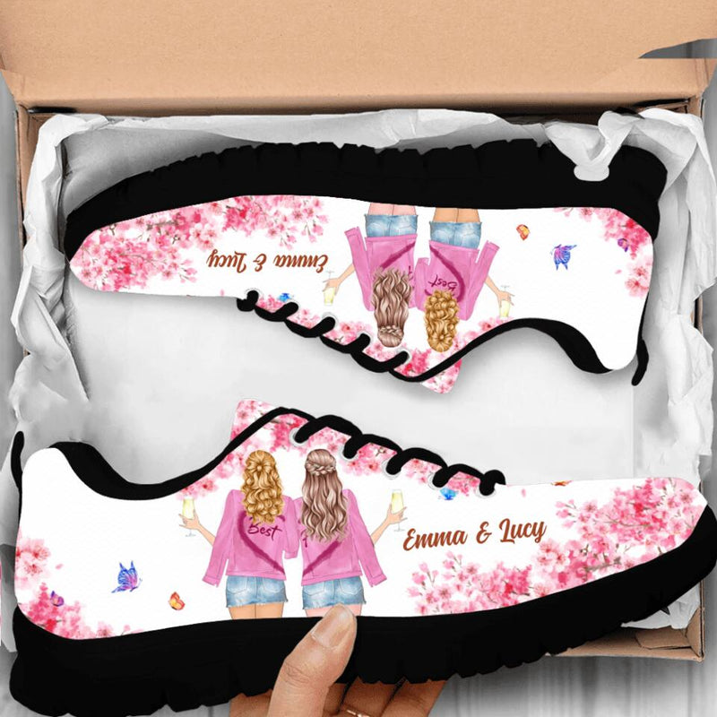 Personalized Best Friends Sneakers - Gift Idea For Best Friends - Miles Apart Besties At Heart