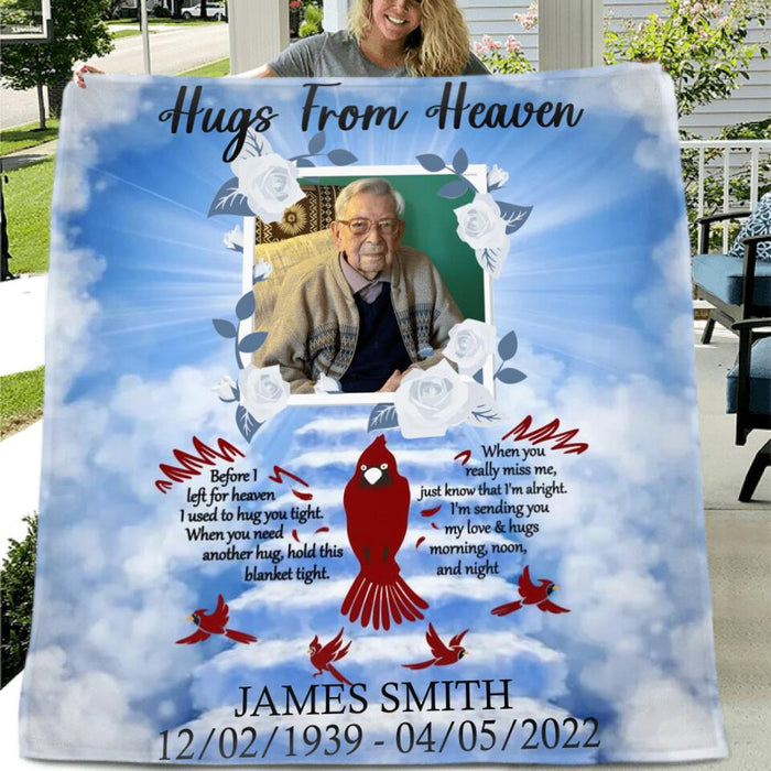 Custom Photo Blanket - Memorial Gift Idea - Hugs 
 From Heaven