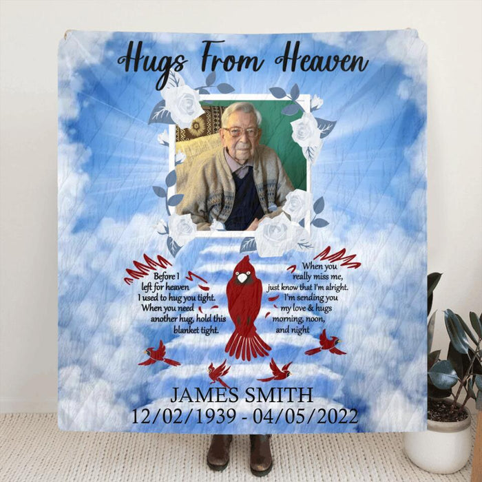 Custom Photo Blanket - Memorial Gift Idea - Hugs 
 From Heaven