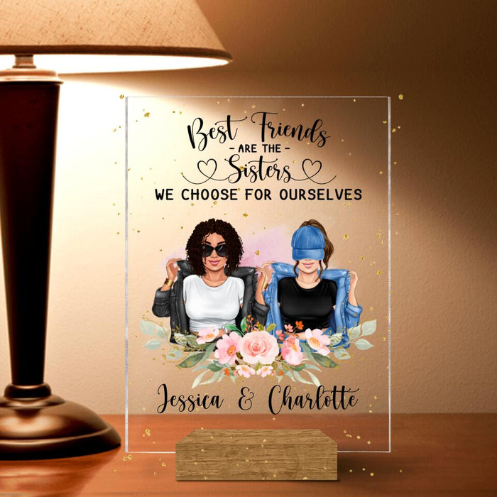 Custom Personalized Besties Acrylic Plaque - Best Idea For Best Friends - True Friends Are Never Apart