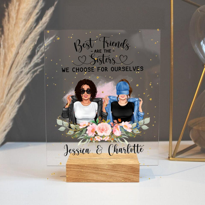 Custom Personalized Besties Acrylic Plaque - Best Idea For Best Friends - True Friends Are Never Apart