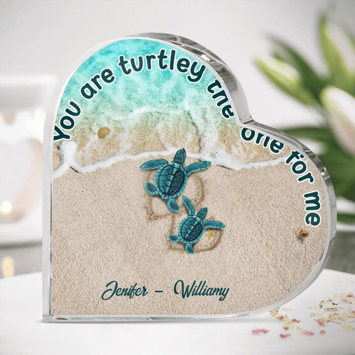 Custom Personalized Turtle Heart Crystal Acrylic - Gift for Family, Turtle Lovers - Up to 4 Little Turtles - You are turtley the one for me