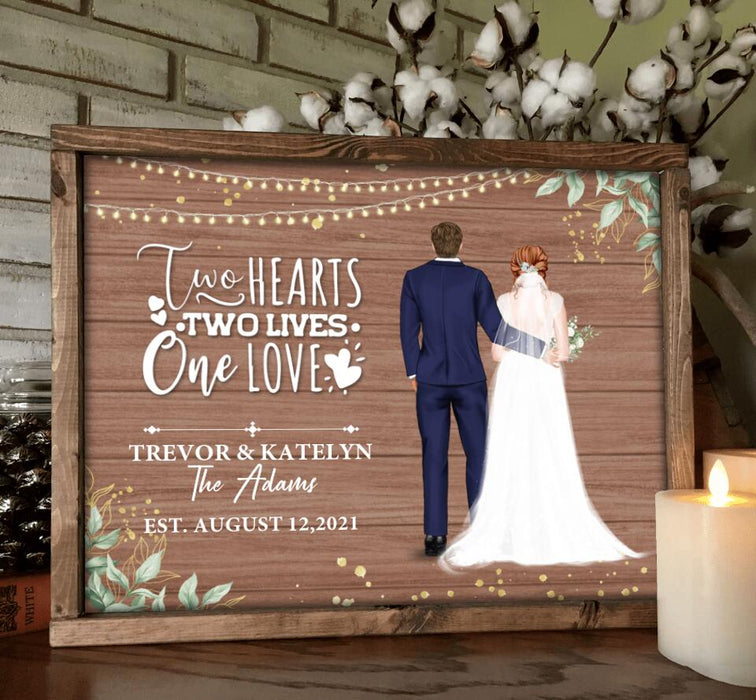 Custom Personalized Couple Wedding Poster - Gift Idea For Couple/Wedding/Wedding Anniversary - Two Hearts, Two Lives, One Love