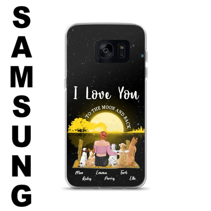 Custom Personalized Girl & Pet Moon Light iPhone & Samsung Case - Gift Idea For Pet Lover with up 5 Pets - I Love You To The Moon and Back