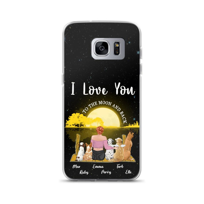 Custom Personalized Girl & Pet Moon Light iPhone & Samsung Case - Gift Idea For Pet Lover with up 5 Pets - I Love You To The Moon and Back