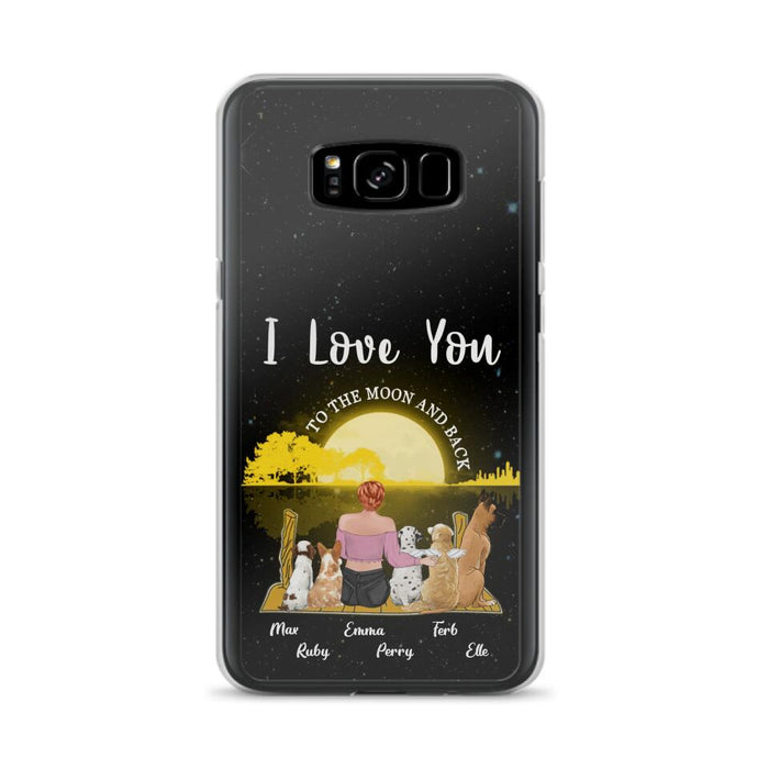 Custom Personalized Girl & Pet Moon Light iPhone & Samsung Case - Gift Idea For Pet Lover with up 5 Pets - I Love You To The Moon and Back