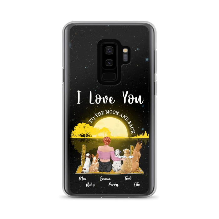 Custom Personalized Girl & Pet Moon Light iPhone & Samsung Case - Gift Idea For Pet Lover with up 5 Pets - I Love You To The Moon and Back