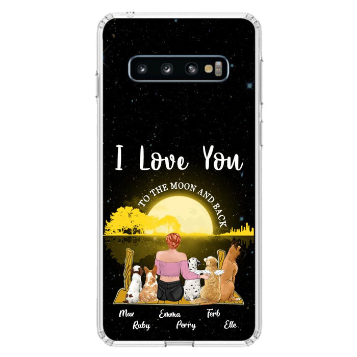 Custom Personalized Girl & Pet Moon Light iPhone & Samsung Case - Gift Idea For Pet Lover with up 5 Pets - I Love You To The Moon and Back