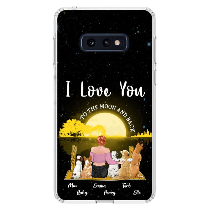 Custom Personalized Girl & Pet Moon Light iPhone & Samsung Case - Gift Idea For Pet Lover with up 5 Pets - I Love You To The Moon and Back