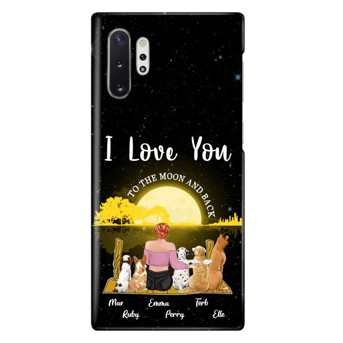 Custom Personalized Girl & Pet Moon Light iPhone & Samsung Case - Gift Idea For Pet Lover with up 5 Pets - I Love You To The Moon and Back