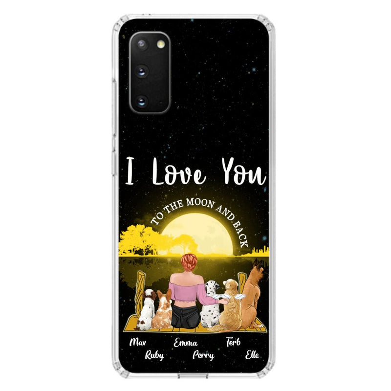 Custom Personalized Girl & Pet Moon Light iPhone & Samsung Case - Gift Idea For Pet Lover with up 5 Pets - I Love You To The Moon and Back