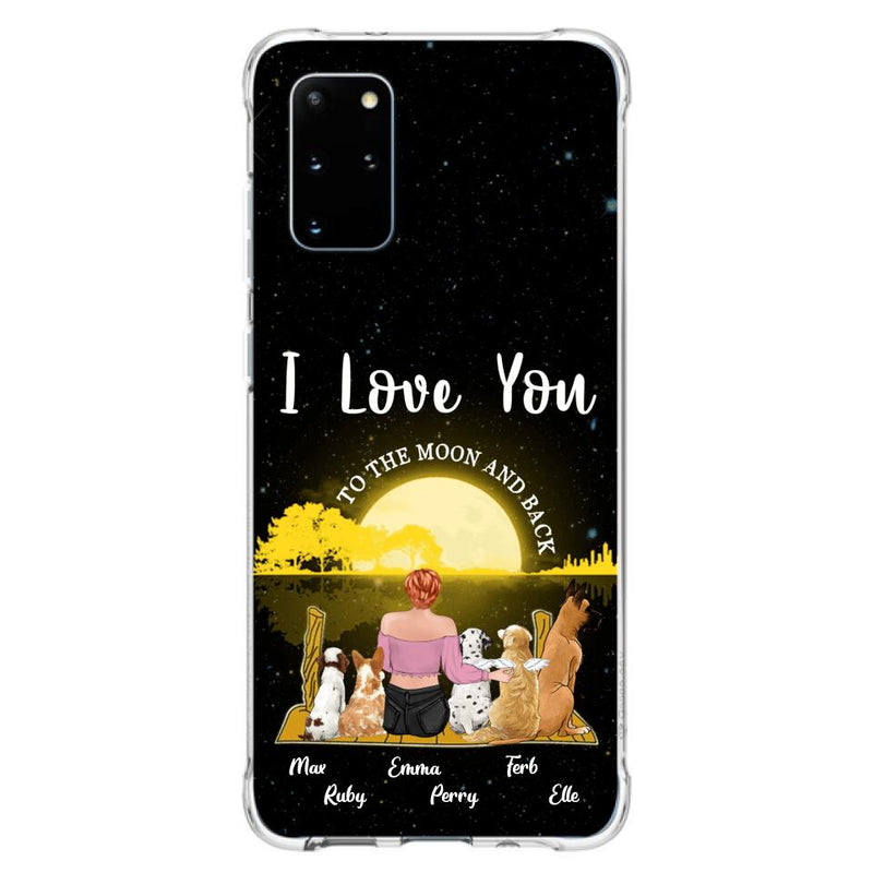 Custom Personalized Girl & Pet Moon Light iPhone & Samsung Case - Gift Idea For Pet Lover with up 5 Pets - I Love You To The Moon and Back