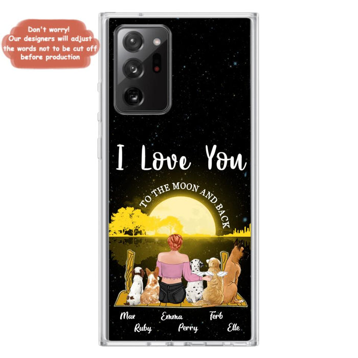 Custom Personalized Girl & Pet Moon Light iPhone & Samsung Case - Gift Idea For Pet Lover with up 5 Pets - I Love You To The Moon and Back