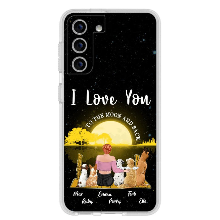 Custom Personalized Girl & Pet Moon Light iPhone & Samsung Case - Gift Idea For Pet Lover with up 5 Pets - I Love You To The Moon and Back