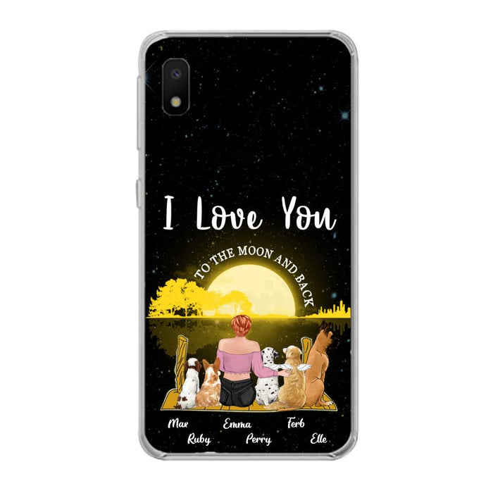 Custom Personalized Girl & Pet Moon Light iPhone & Samsung Case - Gift Idea For Pet Lover with up 5 Pets - I Love You To The Moon and Back