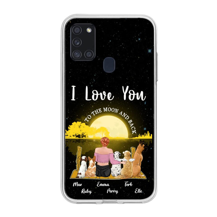 Custom Personalized Girl & Pet Moon Light iPhone & Samsung Case - Gift Idea For Pet Lover with up 5 Pets - I Love You To The Moon and Back