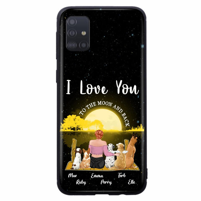 Custom Personalized Girl & Pet Moon Light iPhone & Samsung Case - Gift Idea For Pet Lover with up 5 Pets - I Love You To The Moon and Back