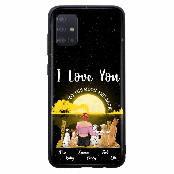 Custom Personalized Girl & Pet Moon Light iPhone & Samsung Case - Gift Idea For Pet Lover with up 5 Pets - I Love You To The Moon and Back