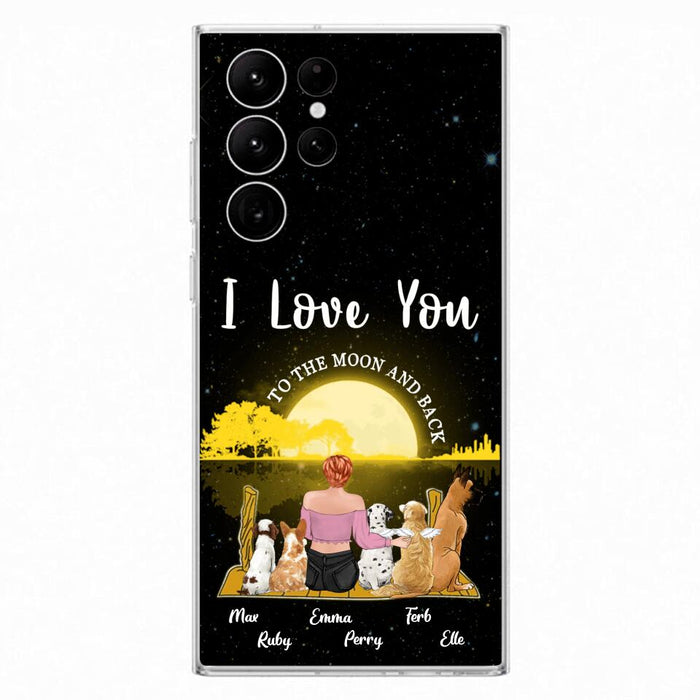 Custom Personalized Girl & Pet Moon Light iPhone & Samsung Case - Gift Idea For Pet Lover with up 5 Pets - I Love You To The Moon and Back