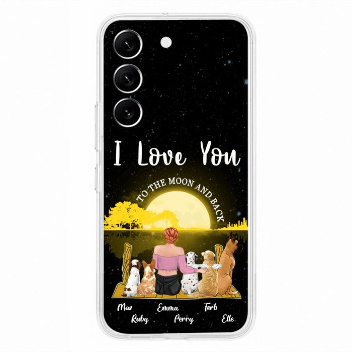 Custom Personalized Girl & Pet Moon Light iPhone & Samsung Case - Gift Idea For Pet Lover with up 5 Pets - I Love You To The Moon and Back