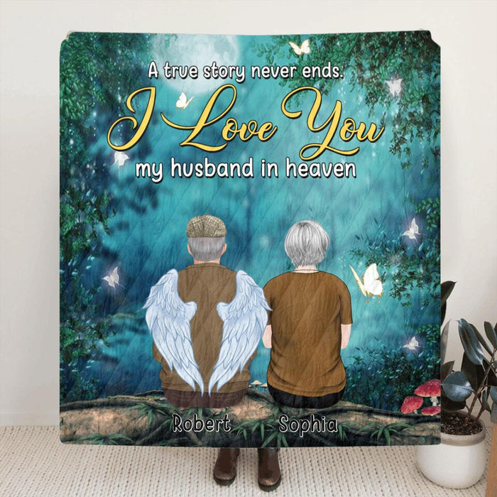 Custom Personalized Memorial Single Layer Fleece/ Quilt - Memorial Gift Idea for Loss of Husband - My Husband In Heaven