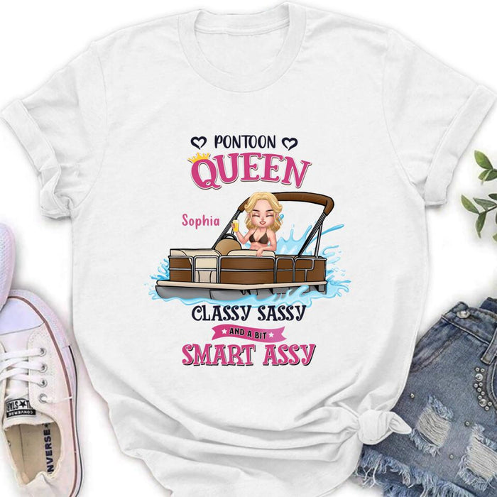 Custom Personalized Pontoon Queen Shirt/ Pullover Hoodie - Gift Idea For Pontoon Lover - I Hate Being Sexy But I'm A Pontoon Queen So I Can't Help It