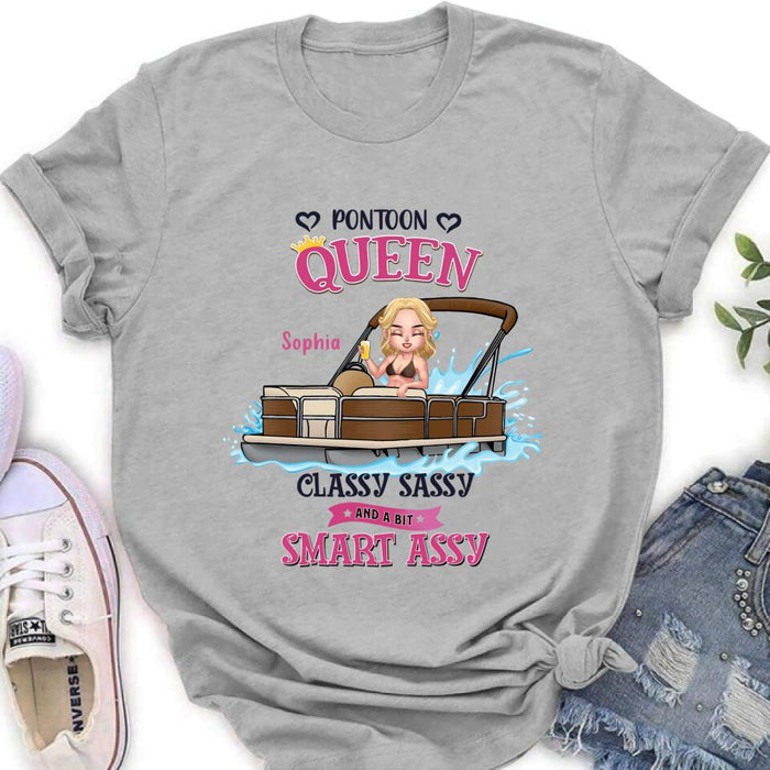 Custom Personalized Pontoon Queen Shirt/ Pullover Hoodie - Gift Idea For Pontoon Lover - I Hate Being Sexy But I'm A Pontoon Queen So I Can't Help It