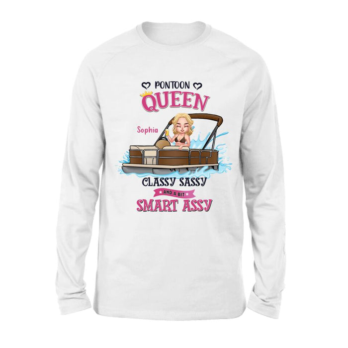 Custom Personalized Pontoon Queen Shirt/ Pullover Hoodie - Gift Idea For Pontoon Lover - I Hate Being Sexy But I'm A Pontoon Queen So I Can't Help It