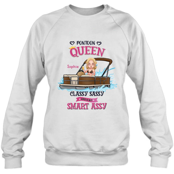 Custom Personalized Pontoon Queen Shirt/ Pullover Hoodie - Gift Idea For Pontoon Lover - I Hate Being Sexy But I'm A Pontoon Queen So I Can't Help It