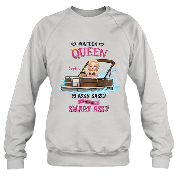 Custom Personalized Pontoon Queen Shirt/ Pullover Hoodie - Gift Idea For Pontoon Lover - I Hate Being Sexy But I'm A Pontoon Queen So I Can't Help It