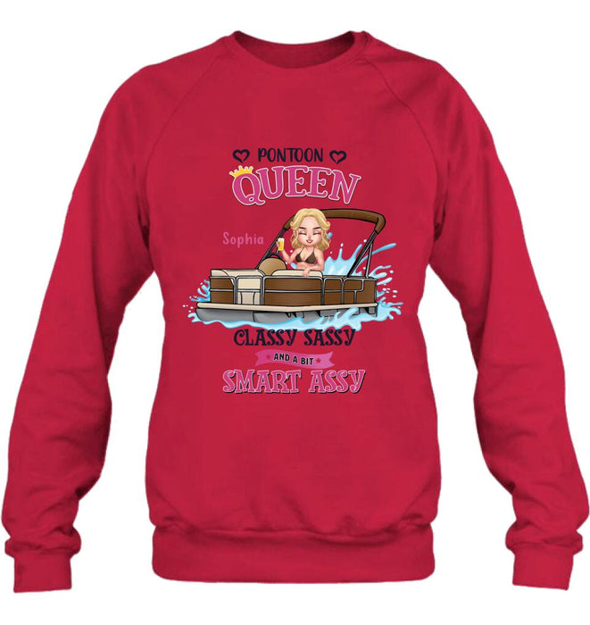 Custom Personalized Pontoon Queen Shirt/ Pullover Hoodie - Gift Idea For Pontoon Lover - I Hate Being Sexy But I'm A Pontoon Queen So I Can't Help It