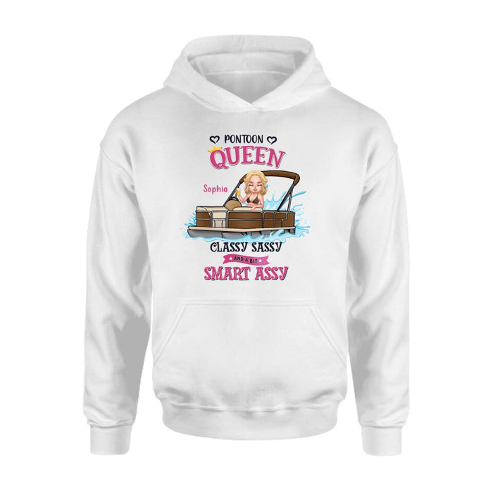 Custom Personalized Pontoon Queen Shirt/ Pullover Hoodie - Gift Idea For Pontoon Lover - I Hate Being Sexy But I'm A Pontoon Queen So I Can't Help It