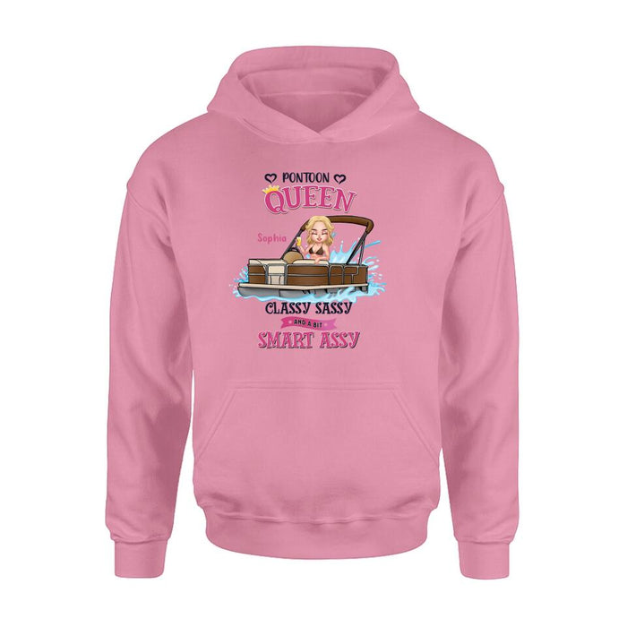 Custom Personalized Pontoon Queen Shirt/ Pullover Hoodie - Gift Idea For Pontoon Lover - I Hate Being Sexy But I'm A Pontoon Queen So I Can't Help It