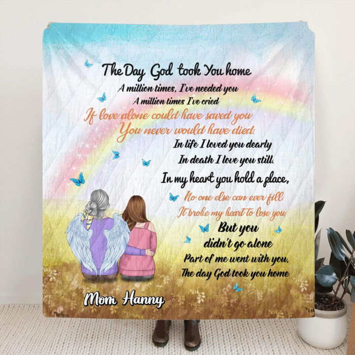 Custom Personalized Memorial Single Layer Fleece/ Quilt - Memorial Gift Idea - The Day God Took You Home