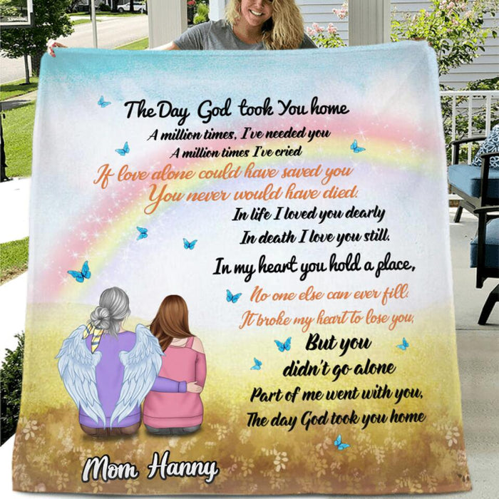 Custom Personalized Memorial Single Layer Fleece/ Quilt - Memorial Gift Idea - The Day God Took You Home