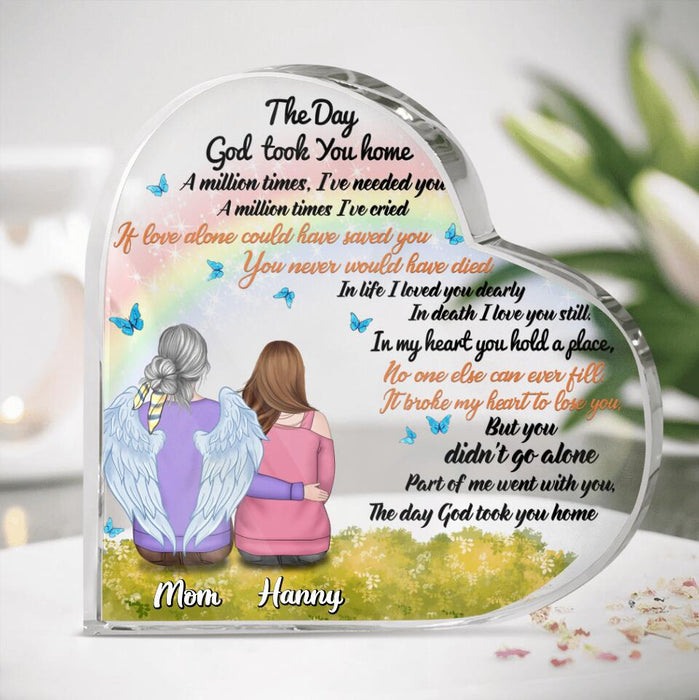 Custom Personalized Memorial Crystal Heart - Memorial Gift Idea - The Day God Took You Home