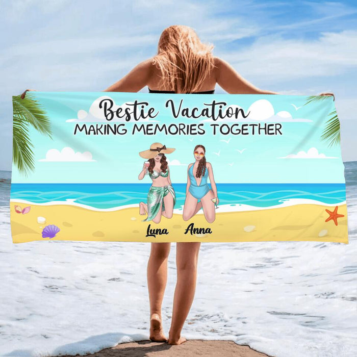 Custom Personalized Beach Girl Beach Towel - Upto 4 People - Gift Idea For Girls/Beach Lovers - Bestie Vacation Making Memories Together