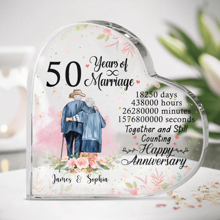 Custom Personalized Old Couple Anniversary  Crystal Heart - Gifts Idea For Old Couple/Anniversary - 50 Years Of Marriage, Together And Still Counting