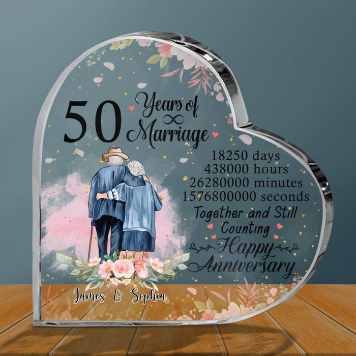 Custom Personalized Old Couple Anniversary  Crystal Heart - Gifts Idea For Old Couple/Anniversary - 50 Years Of Marriage, Together And Still Counting