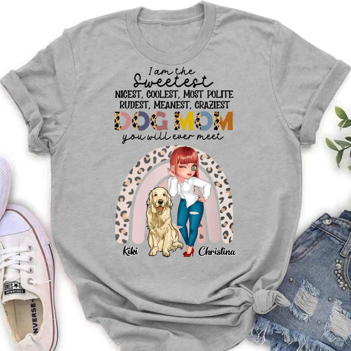 Custom Personalized Dog Mom Chibi T-Shirt/ Long Sleeve/ Sweatshirt/ Hoodie - Up to 4 Dogs - Gift For Dog Lover - I Am The Craziest Dog Mom