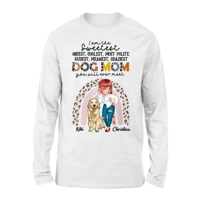 Custom Personalized Dog Mom Chibi T-Shirt/ Long Sleeve/ Sweatshirt/ Hoodie - Up to 4 Dogs - Gift For Dog Lover - I Am The Craziest Dog Mom