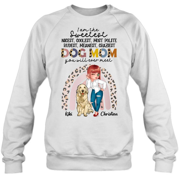 Custom Personalized Dog Mom Chibi T-Shirt/ Long Sleeve/ Sweatshirt/ Hoodie - Up to 4 Dogs - Gift For Dog Lover - I Am The Craziest Dog Mom