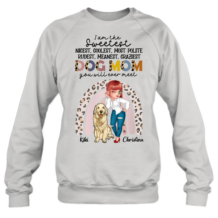 Custom Personalized Dog Mom Chibi T-Shirt/ Long Sleeve/ Sweatshirt/ Hoodie - Up to 4 Dogs - Gift For Dog Lover - I Am The Craziest Dog Mom