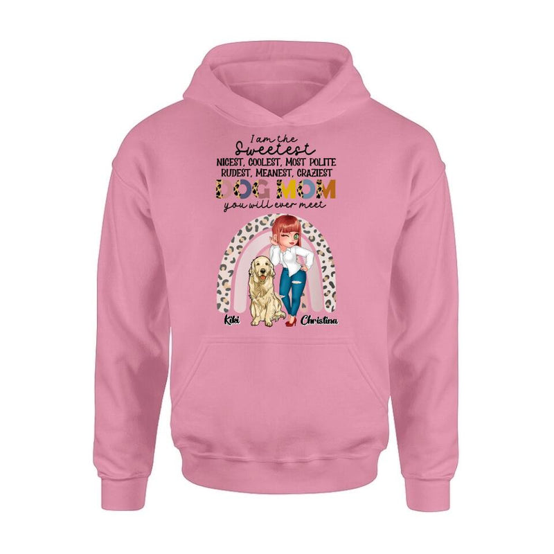 Personalized Dog Mom Chibi T-Shirt/Long Sleeve/Sweatshirt/Hoodie - Up to 4 Dogs - Gift For Dog Lover - I Am The Craziest Dog Mom