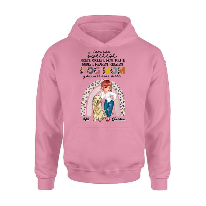 Custom Personalized Dog Mom Chibi T-Shirt/ Long Sleeve/ Sweatshirt/ Hoodie - Up to 4 Dogs - Gift For Dog Lover - I Am The Craziest Dog Mom