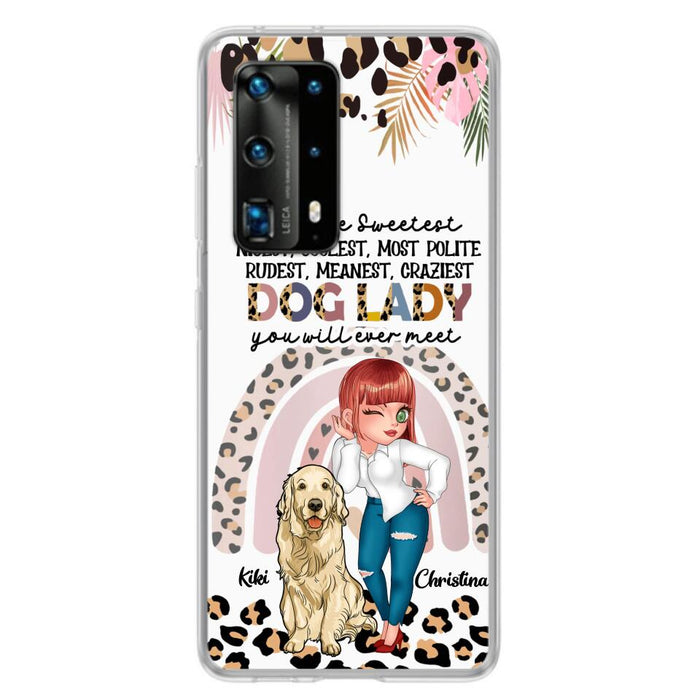 Custom Personalized Dog Mom Chibi Phone Case- Up to 4 Dogs - Gift For Dog Lover - I Am The Craziest Dog Mom - Case For Xiaomi, Oppo And Huawei