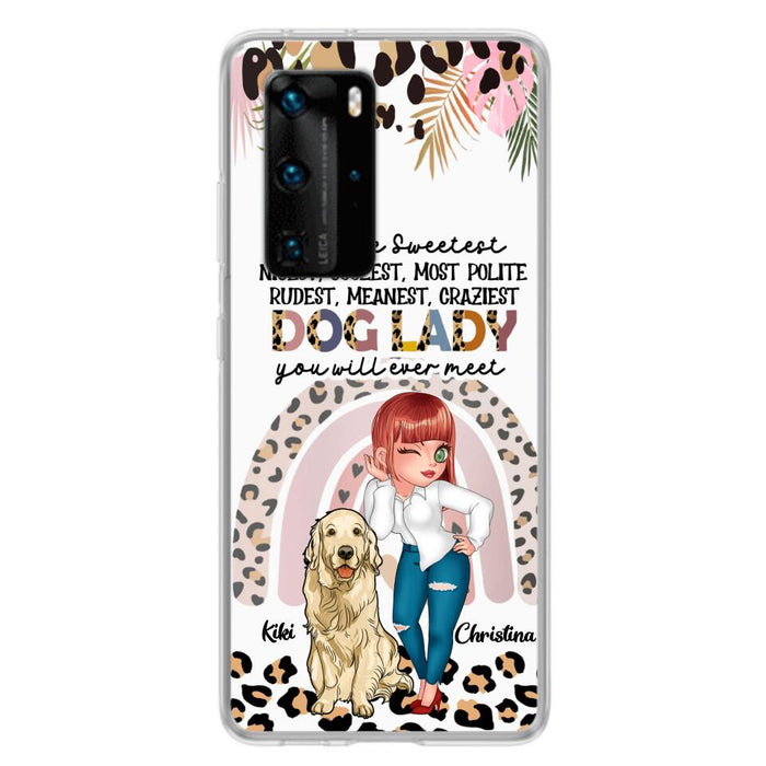 Custom Personalized Dog Mom Chibi Phone Case- Up to 4 Dogs - Gift For Dog Lover - I Am The Craziest Dog Mom - Case For Xiaomi, Oppo And Huawei