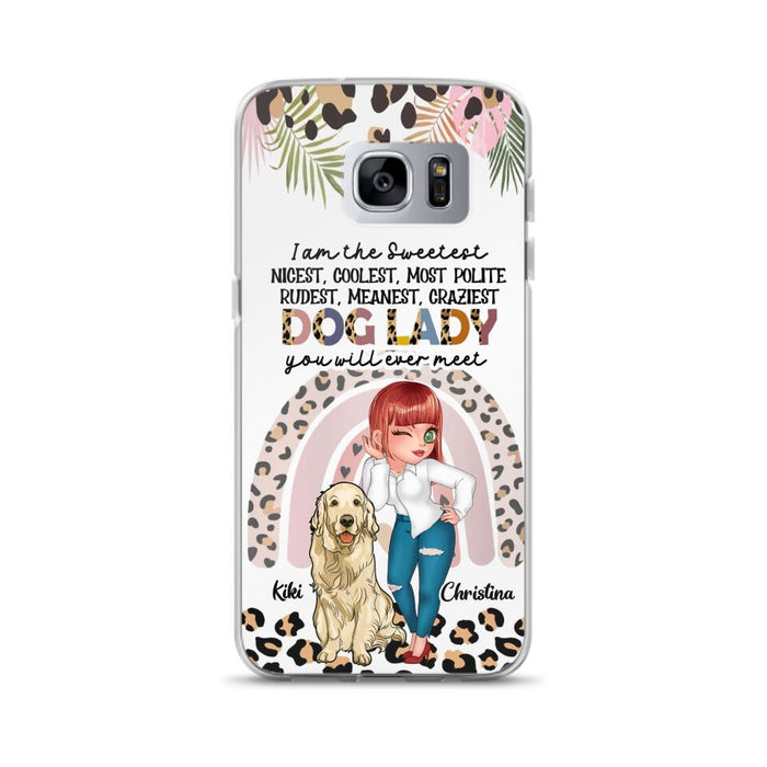 Custom Personalized Dog Mom Chibi Phone Case- Up to 4 Dogs - Gift For Dog Lover - I Am The Craziest Dog Mom - Case For iPhone & Samsung